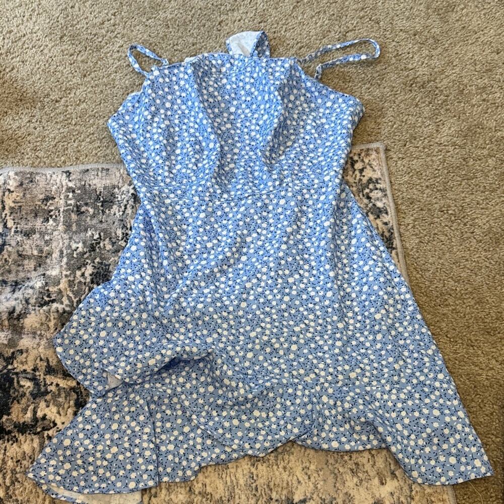 Floral Blue Sundress with White Accents